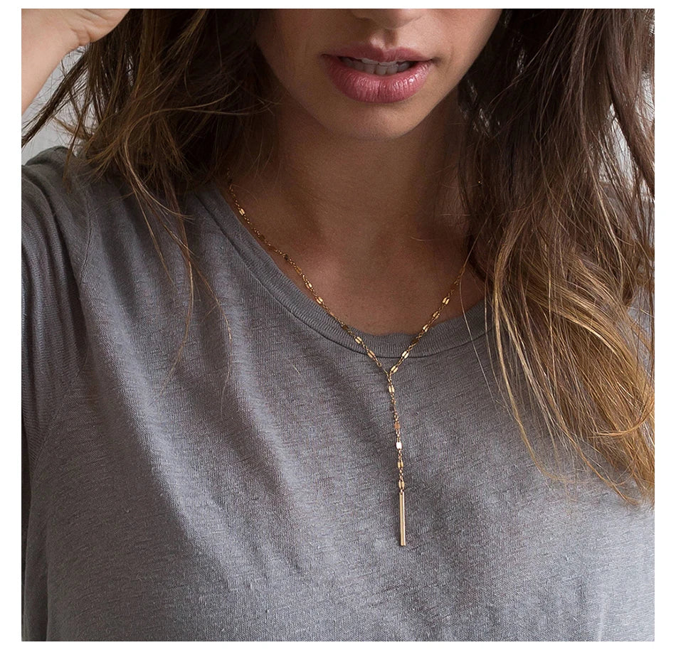 Ina Lariat Drop Bar Necklace