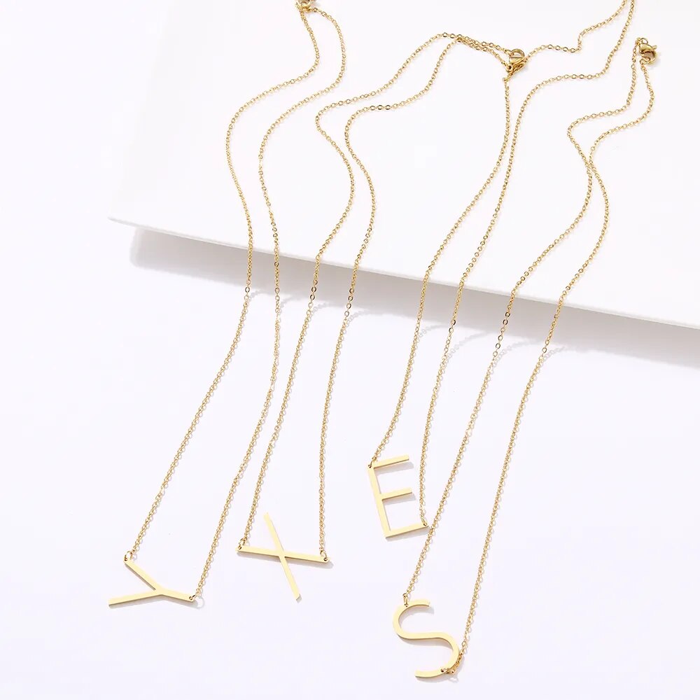 Large Sideways Initial Necklace