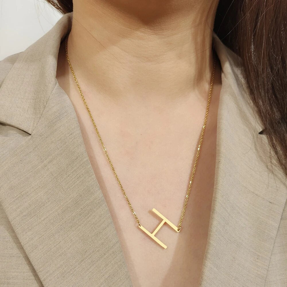 Large Sideways Initial Necklace
