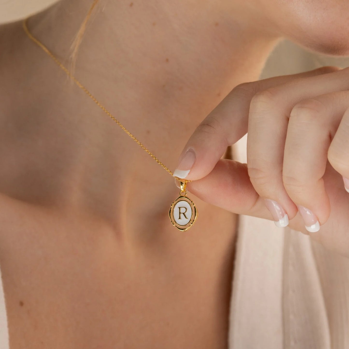 Enamel Initial Pendant Necklace