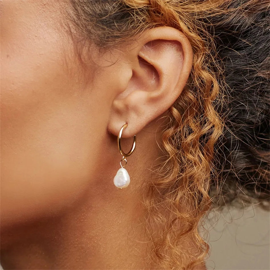 Lina Pearl Hoop Earrings