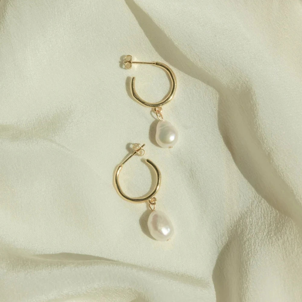 Lina Pearl Hoop Earrings