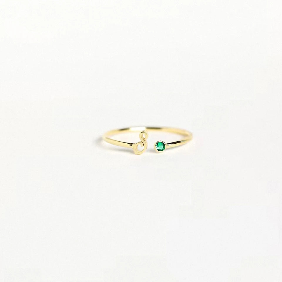 Jasmin Initial Birthstone Ring