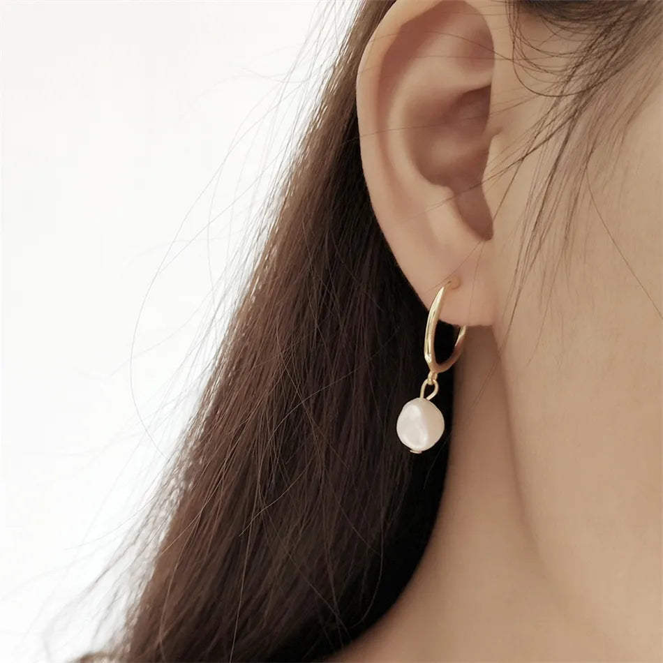 Lina Pearl Hoop Earrings